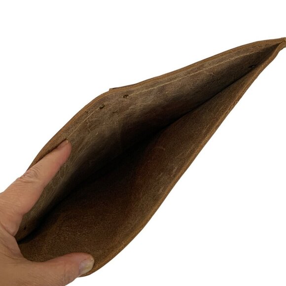 Vintage Leather Double Pocket Snap Closure Envelope Clutch with Octopus Logo - Picture 4 of 7